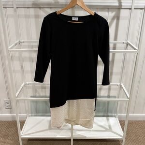 Chic Black and Cream Long Sleeve Dress